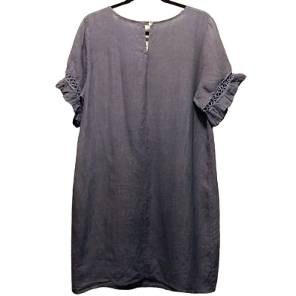 Denim Blue Linen Scoop Neck Dress by Sunflower Made in Italy Sz Large - Picture 7 of 11